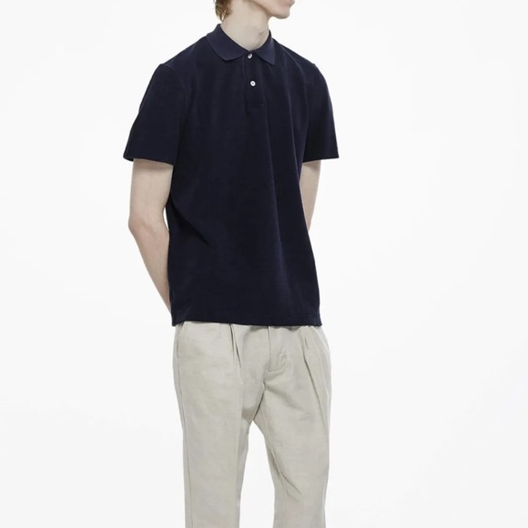 Saturdays New York City NYC Terry Cloth Navy Blue Polo Mens Medium - Picture 3 of 8